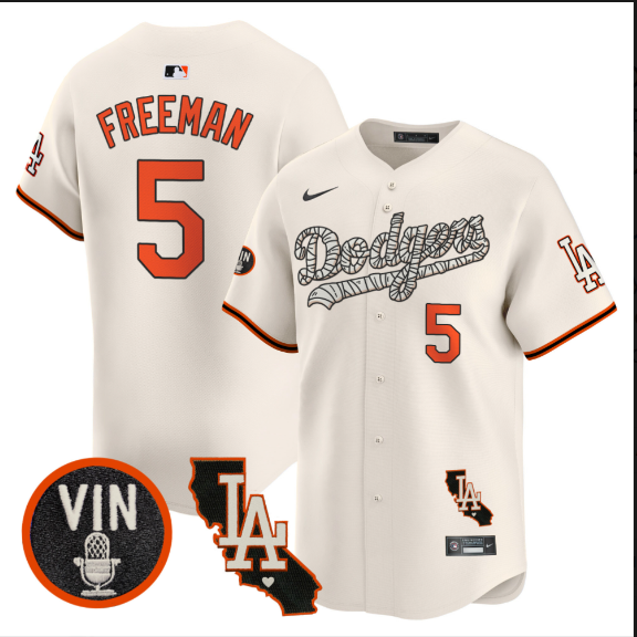 Men Los Angeles Dodgers #5 Freeman 2025 cream Limited Stitched Jersey